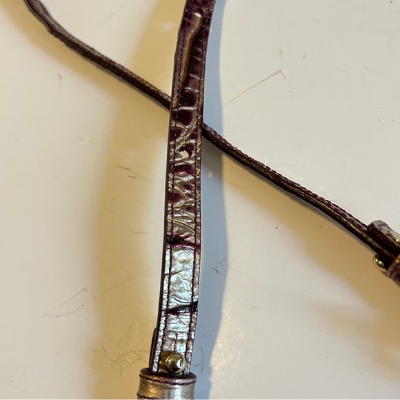 Brahmin handbag strap in croc-embossed leather Brown and Gold - Picture 4 of 14